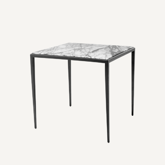 Table d'appoint en bronze et marbre blanc