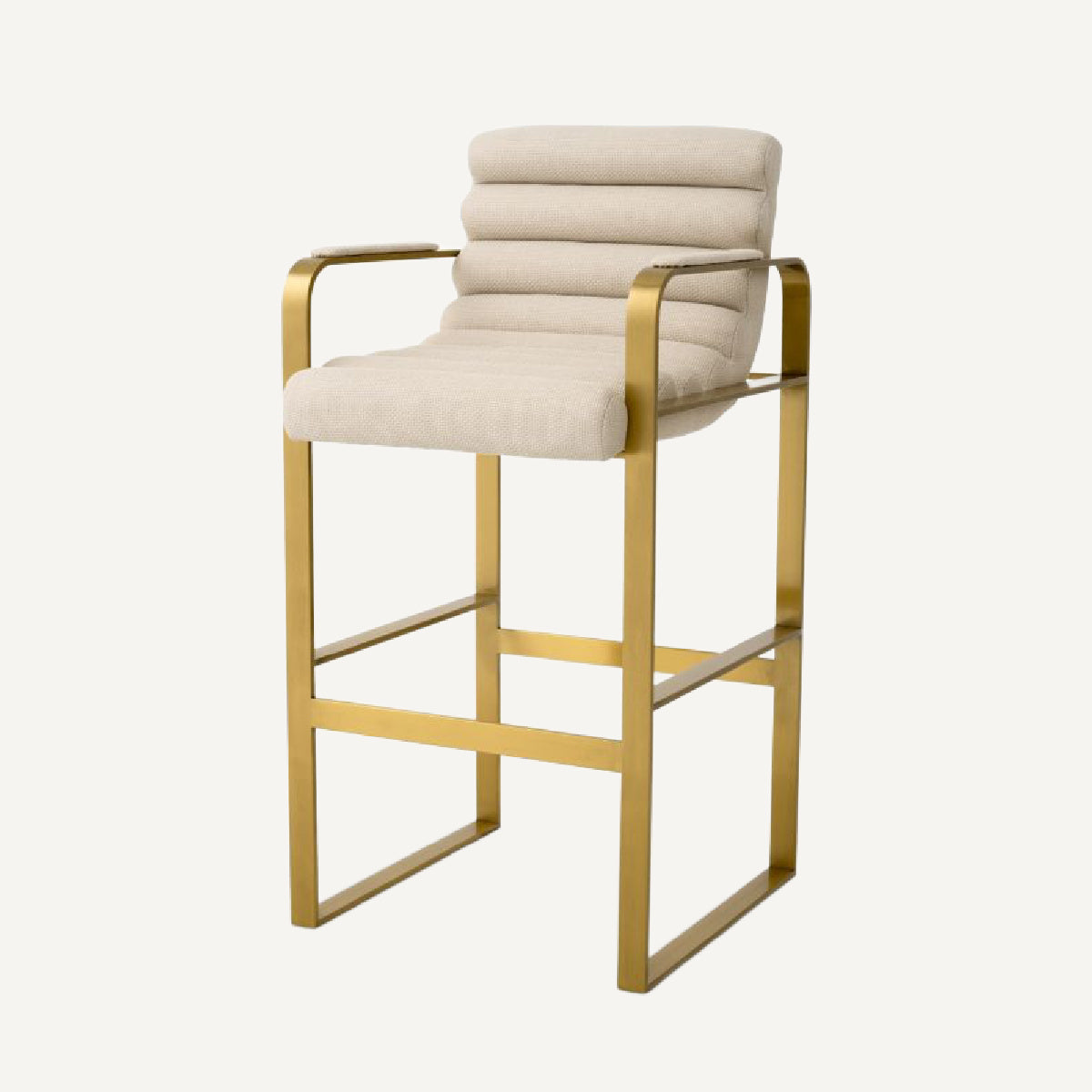 Chaise de comptoir dorée en tissu sable