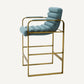 Chaise de comptoir dorée en tissu bleu