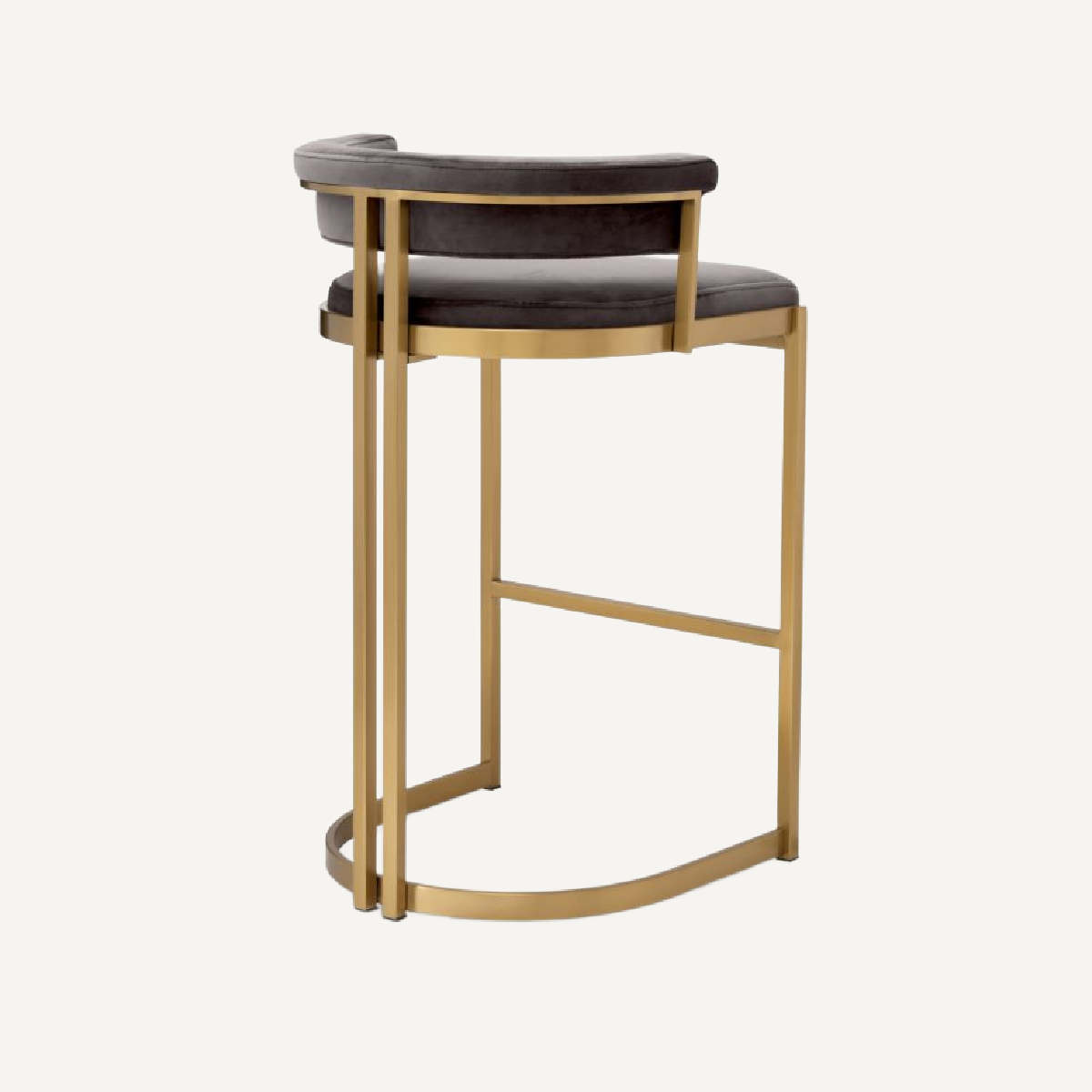 Chaise de comptoir dorée en velours marron