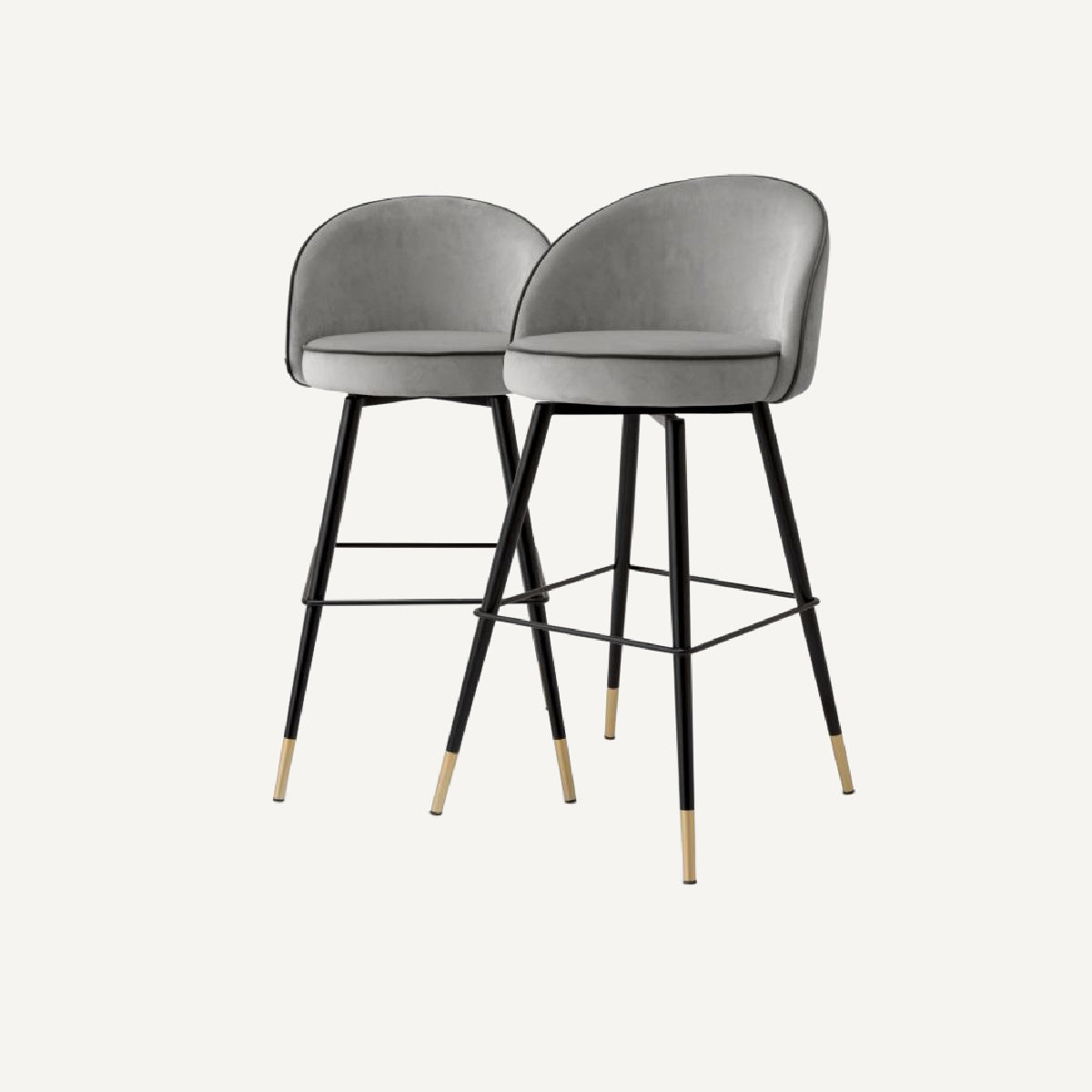 Chaise de bar en velours gris clair (lot de 2)