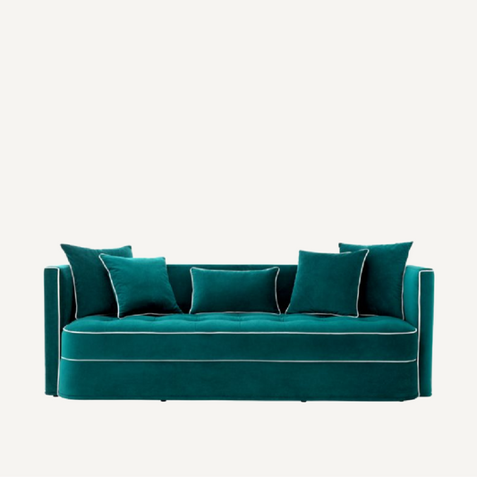 Canapé 3 places en velours turquoise
