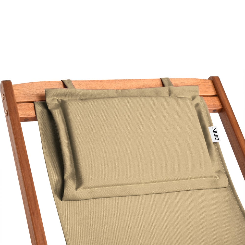Transat de jardin pliable en bois d'acacia beige