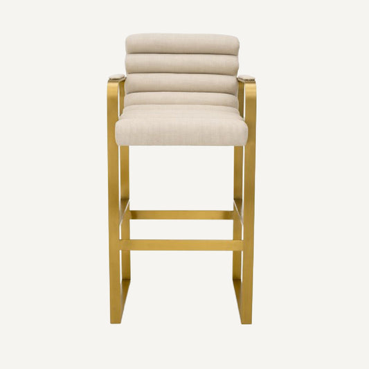 Chaise de comptoir dorée en tissu sable