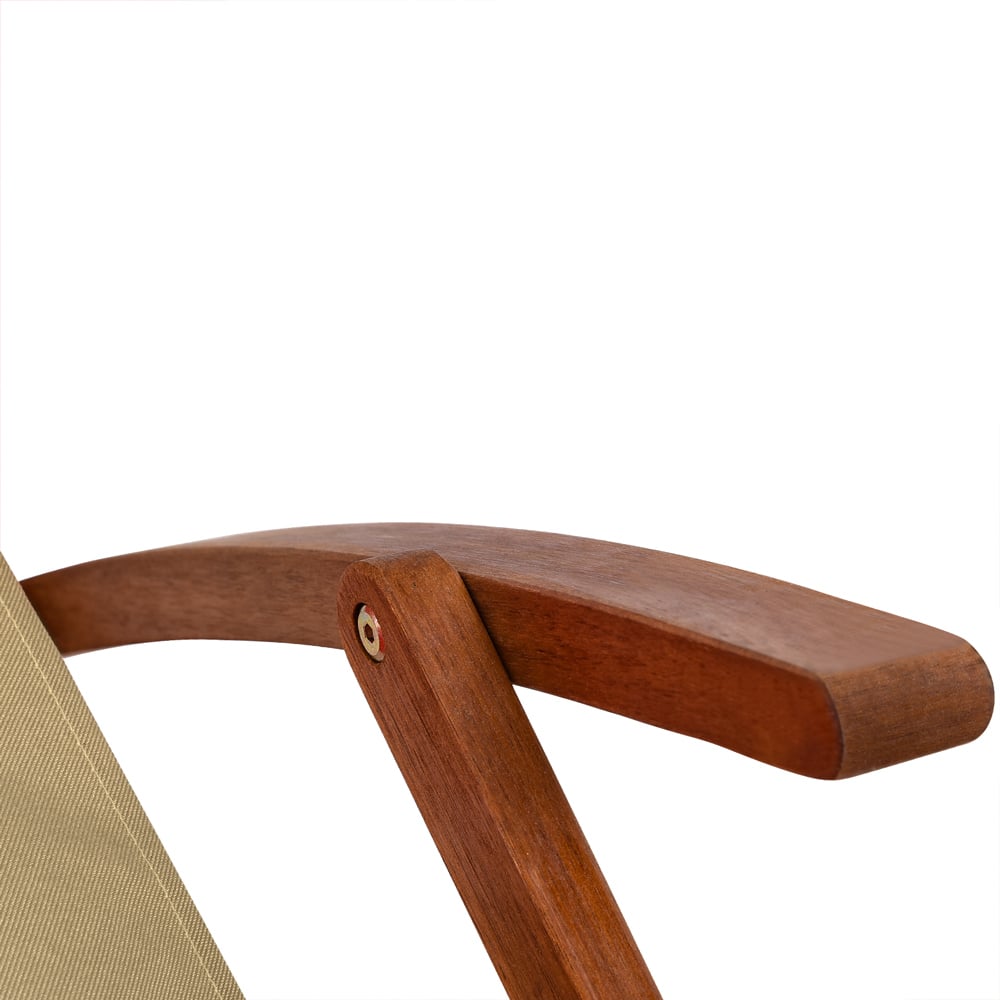 Transat de jardin pliable en bois d'acacia beige