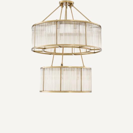 Lustre doré en verre vintage