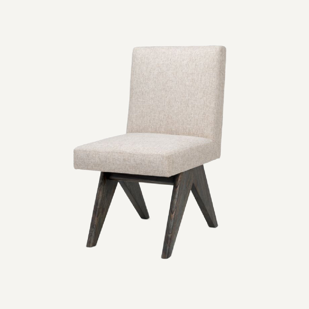 Chaise de salle à manger en tissu blanc écru