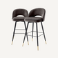 Chaise de bar en velours gris (lot de 2)