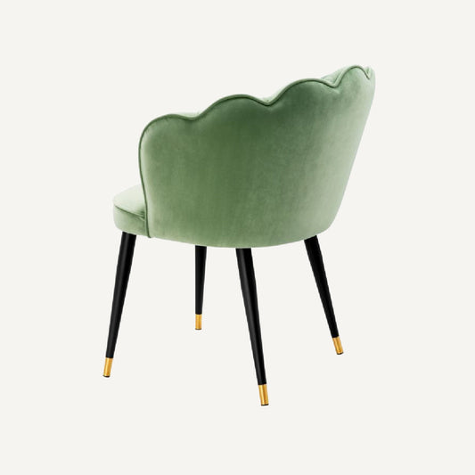 Chaise de salle à manger en velours vert