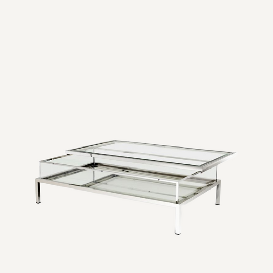 Table basse rectangulaire argentée