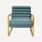 Fauteuil en tissu bleu mer