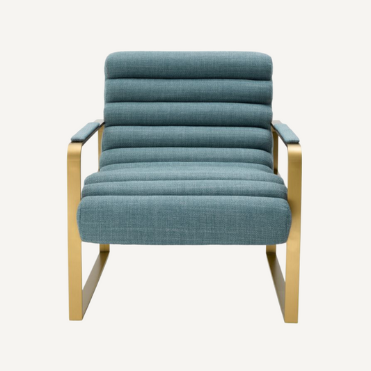 Fauteuil en tissu bleu mer
