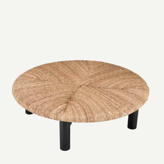 Table basse noire en jonc de mer