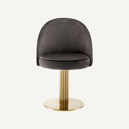 Chaise de salle à manger pivotante en velours gris