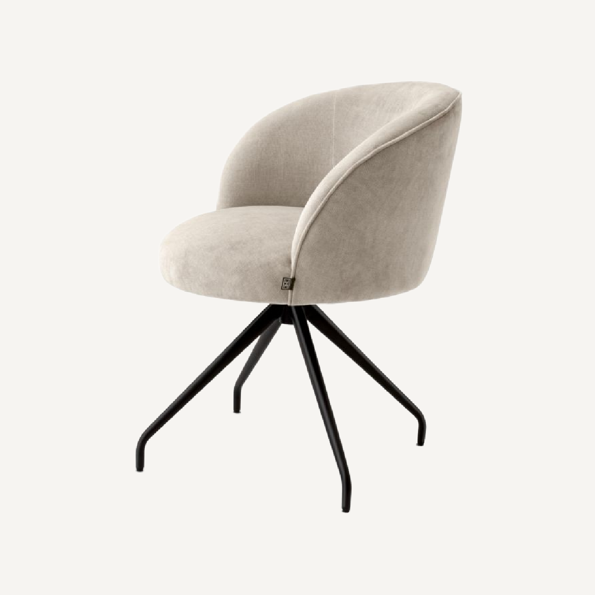 Chaise de salle à manger pivotante en tissu sable