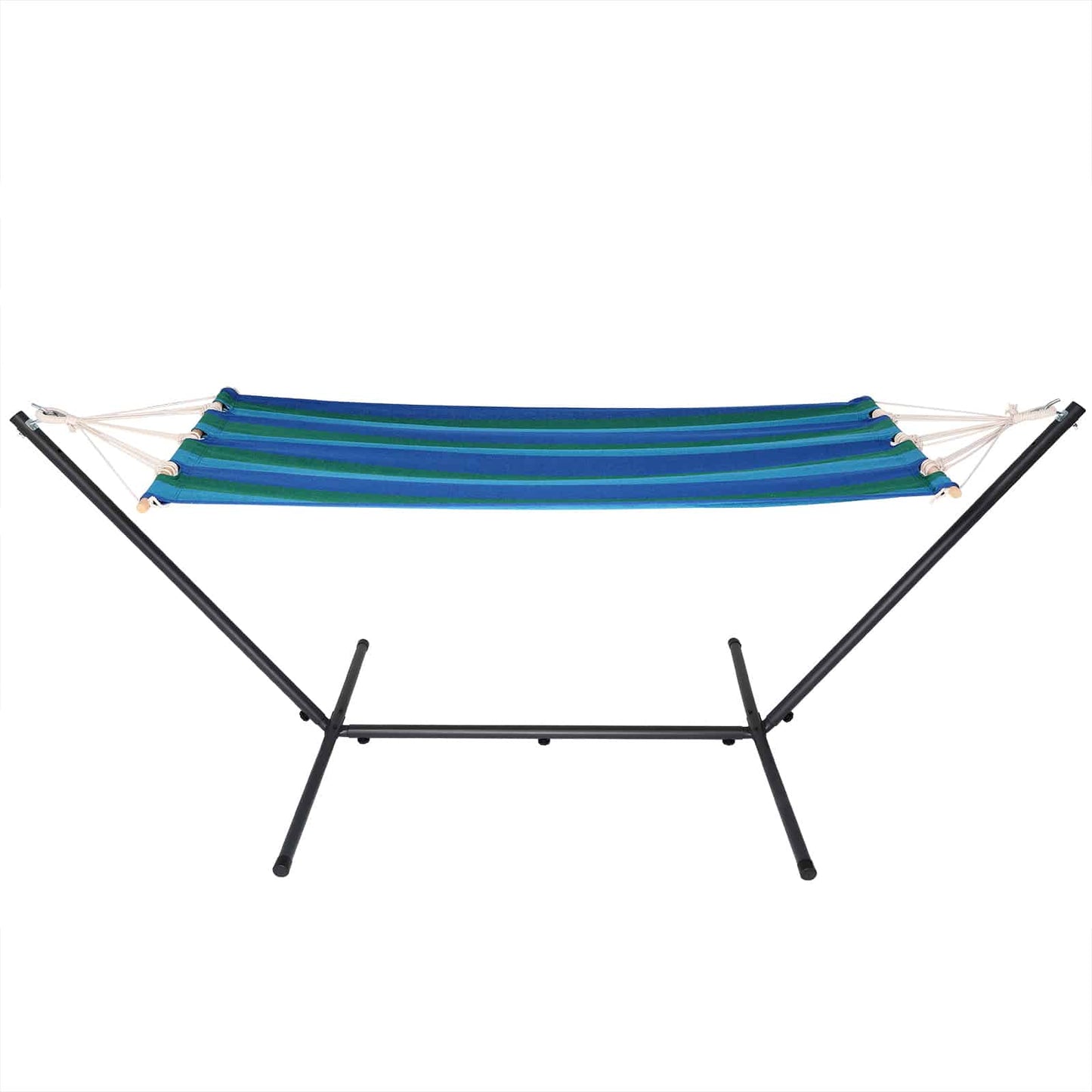 Hamac rayé bleu 200x80cm avec support en métal