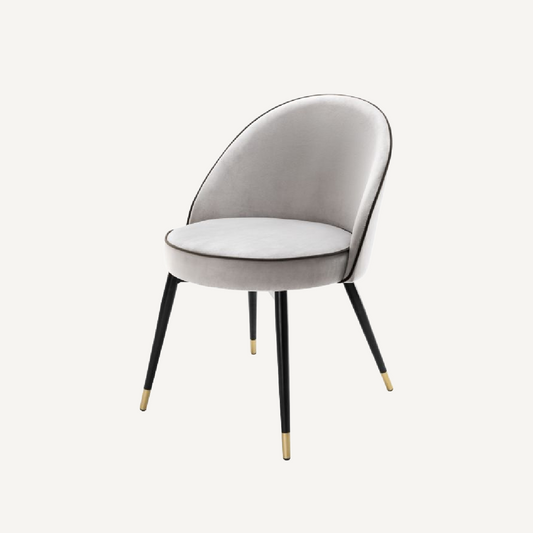 Chaise de salle à manger en velours gris clair (lot de 2)
