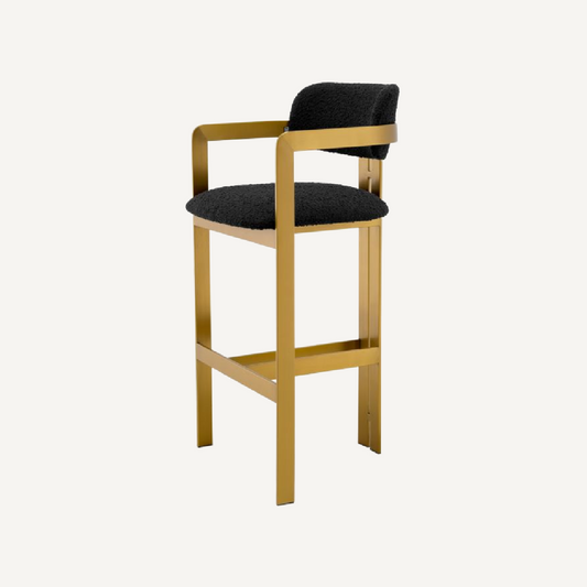 Chaise de bar dorée bouclé noir