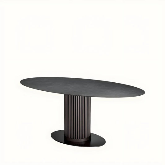 Table extérieure ovale en bronze et céramique