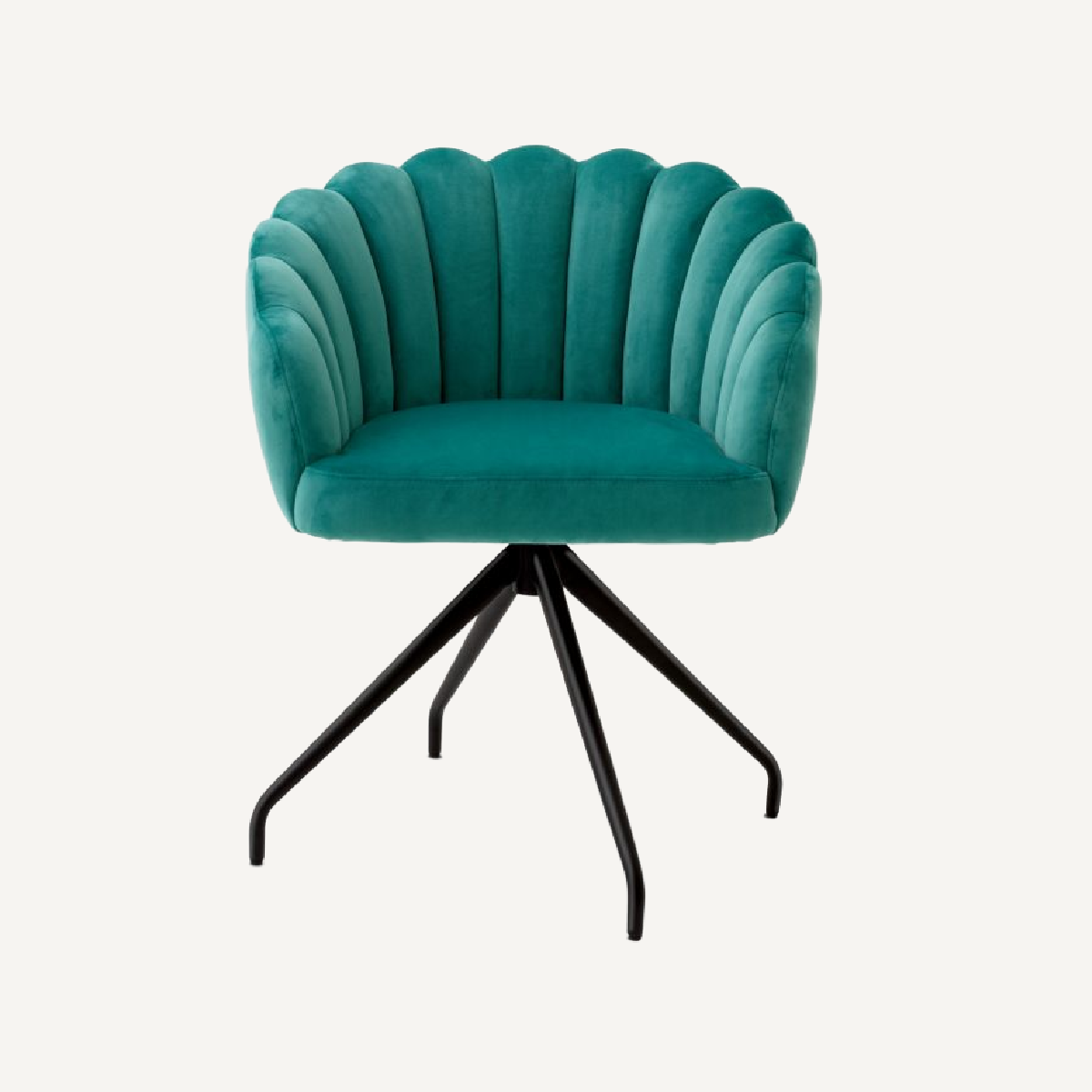 Chaise de salle à manger pivotante en velours turquoise