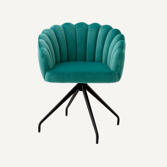 Chaise de salle à manger pivotante en velours turquoise