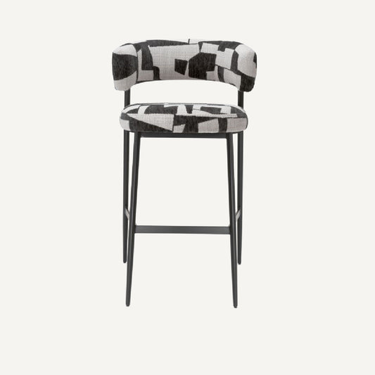 Chaise de bar en tissu noir et blanc