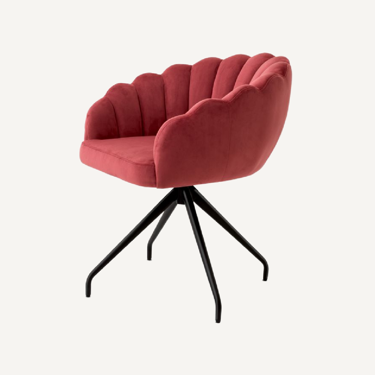 Chaise de salle à manger pivotante en velours rouge