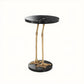 Table d'appoint dorée en marbre noire et granit