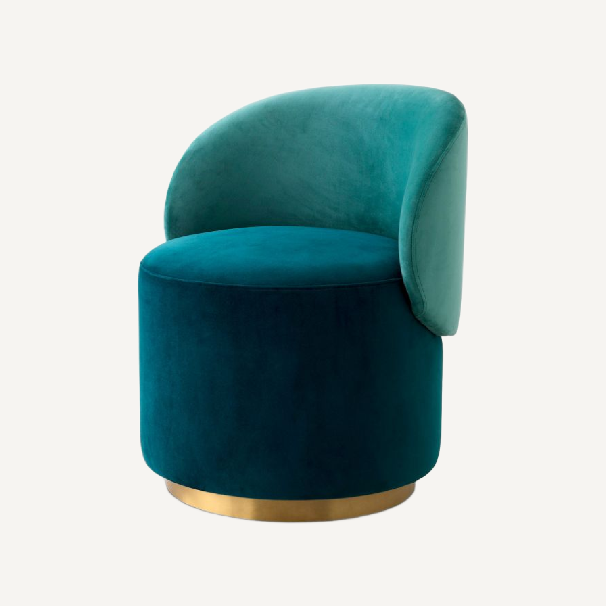 Chaise basse en velours vert d'eau
