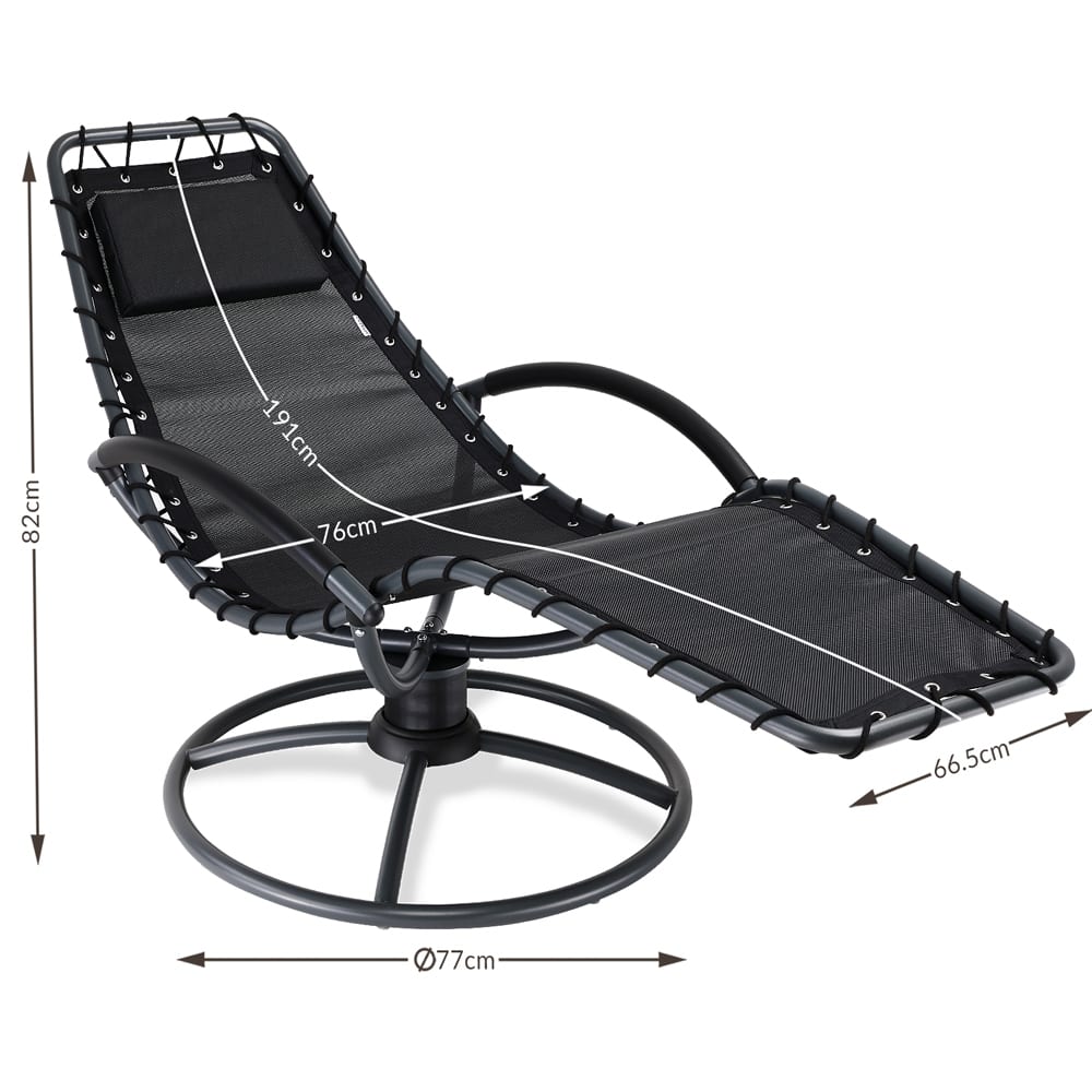 Transat de jardin Eve anthracite en acier laqué