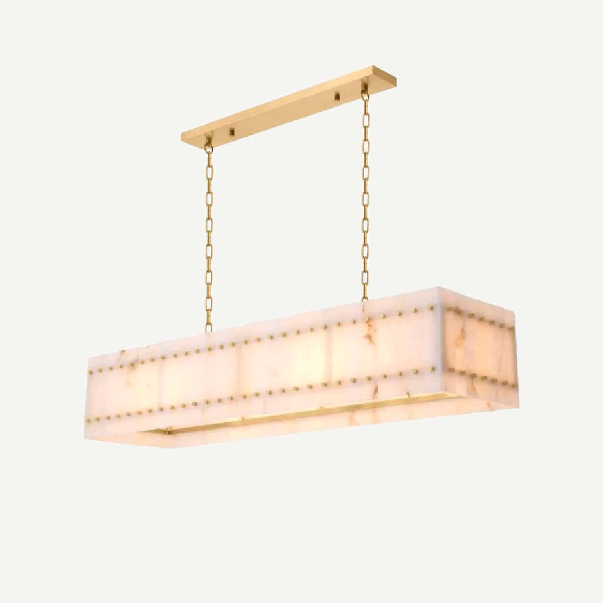 Lustre rectangulaire doré en albâtre