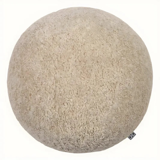 Coussin rond molletonné sable L