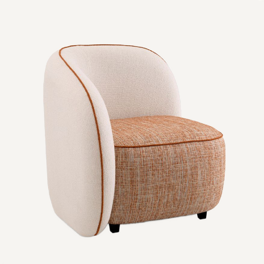 Fauteuil en tissu blanc et orange Marino G