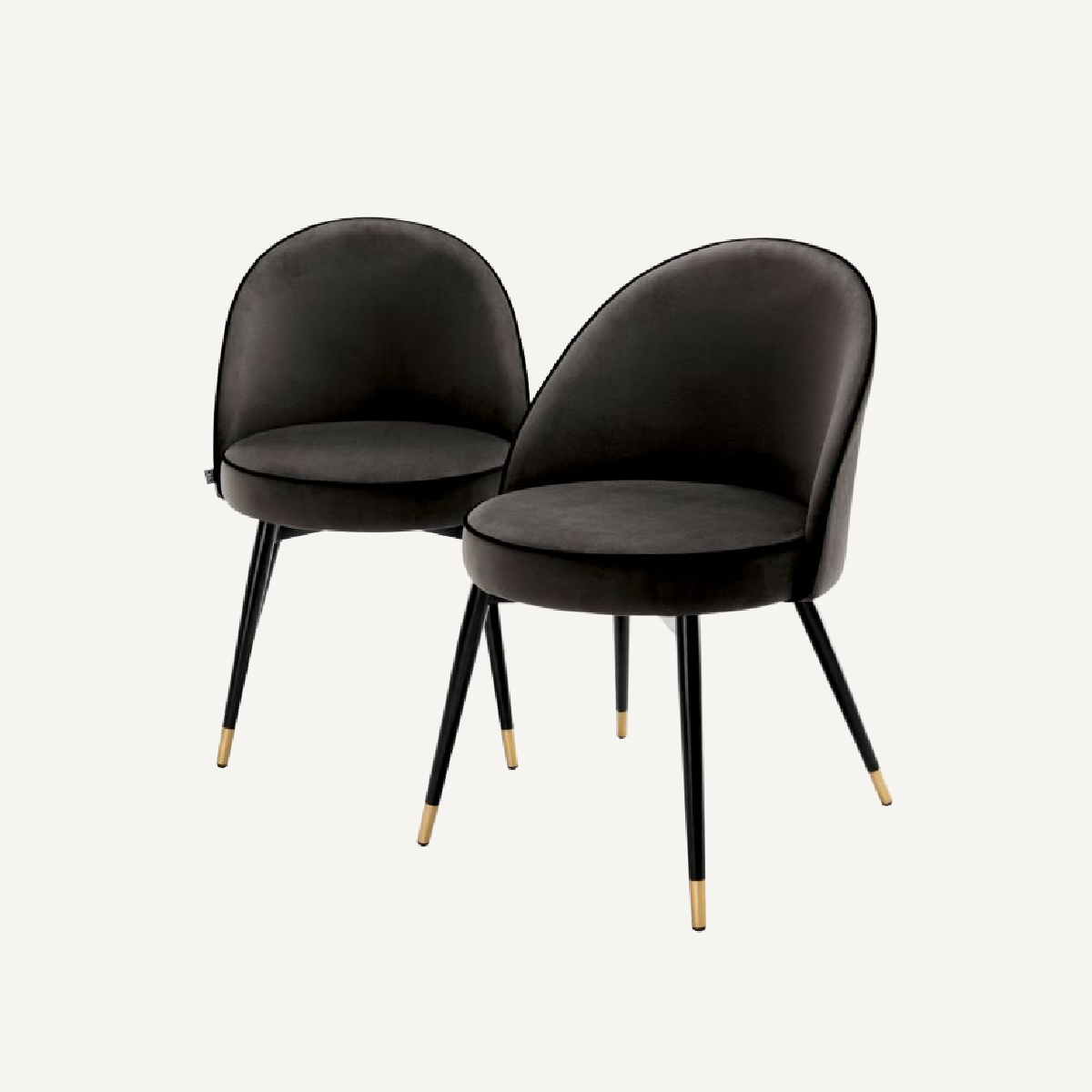 Chaise de salle à manger en velours gris foncé (lot de 2)