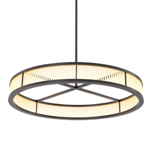 Lustre en bronze et verre mat L