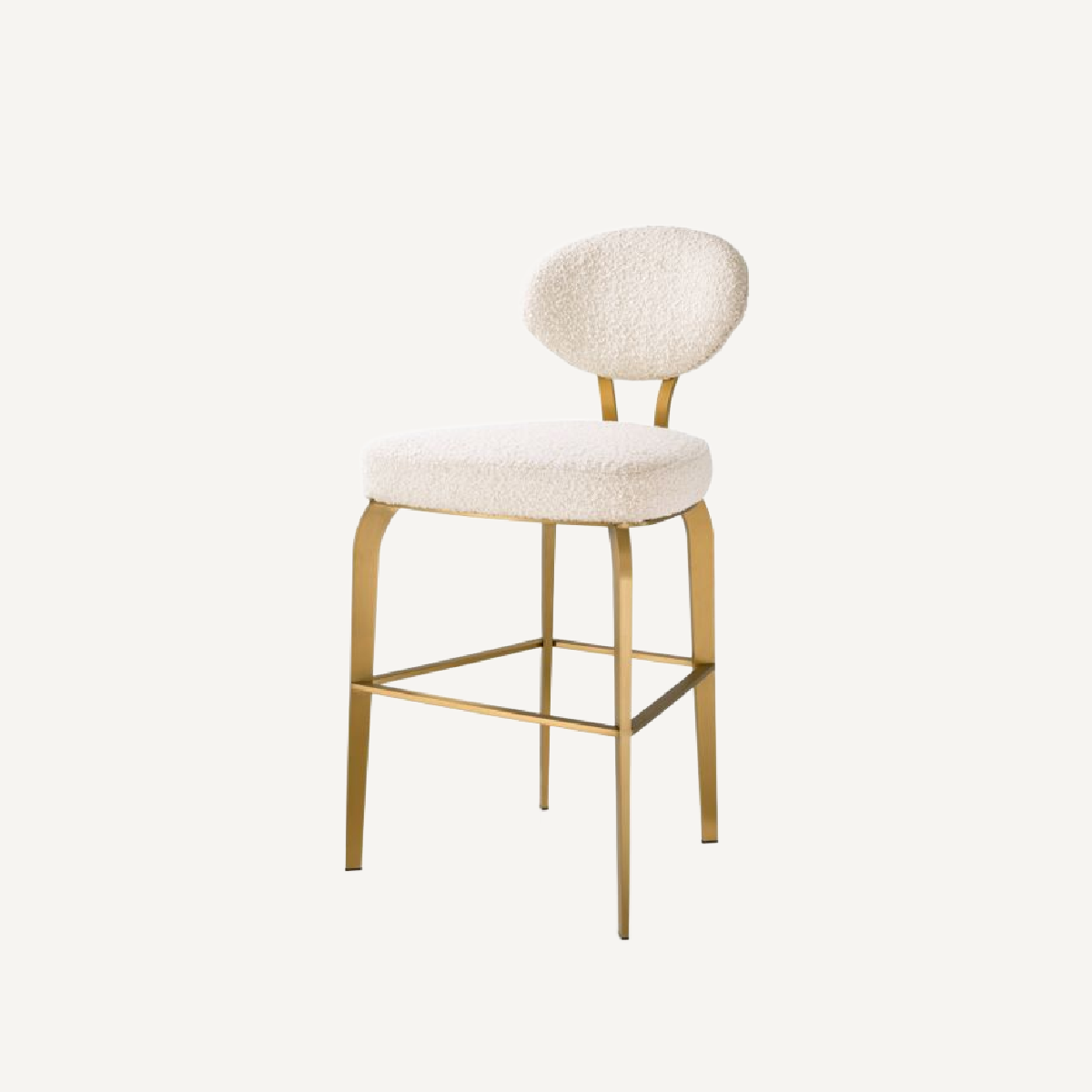 Chaise de comptoir dorée bouclé crème