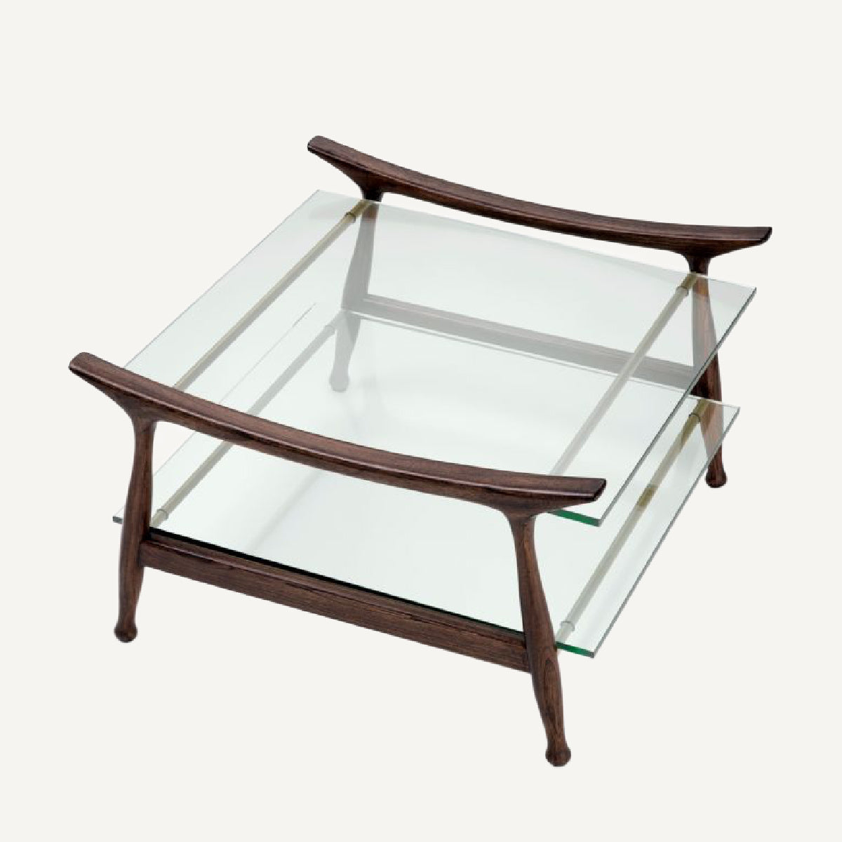 Table basse marron en verre transparent