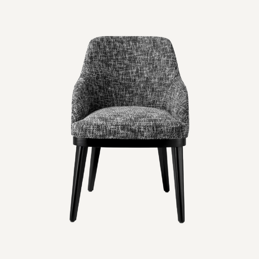 Chaise de salle à manger avec accoudoirs en tissu noir