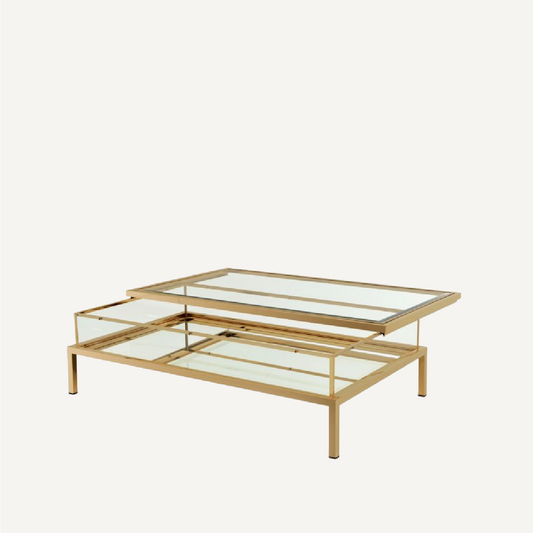 Table basse rectangulaire en laiton brossé
