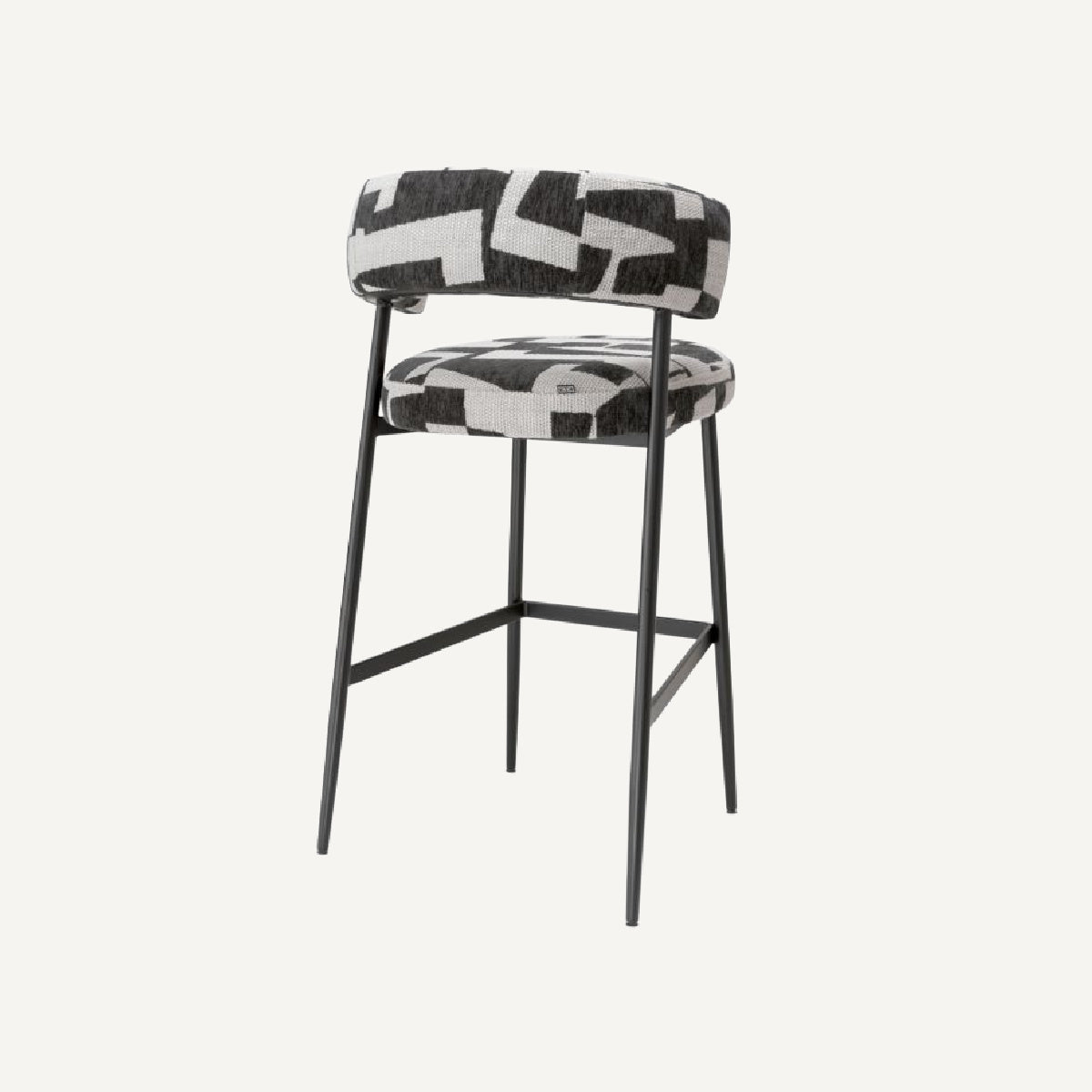 Chaise de bar en tissu noir et blanc