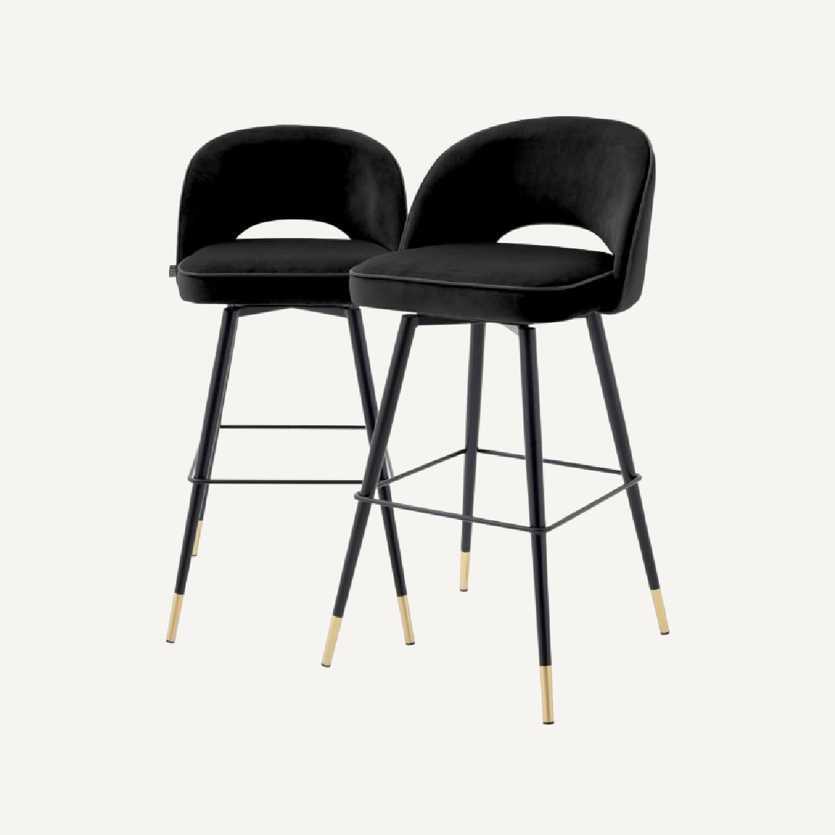 Chaise de bar en velours noir (lot de 2)