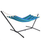 Hamac rayé bleu 200x80cm avec support en métal