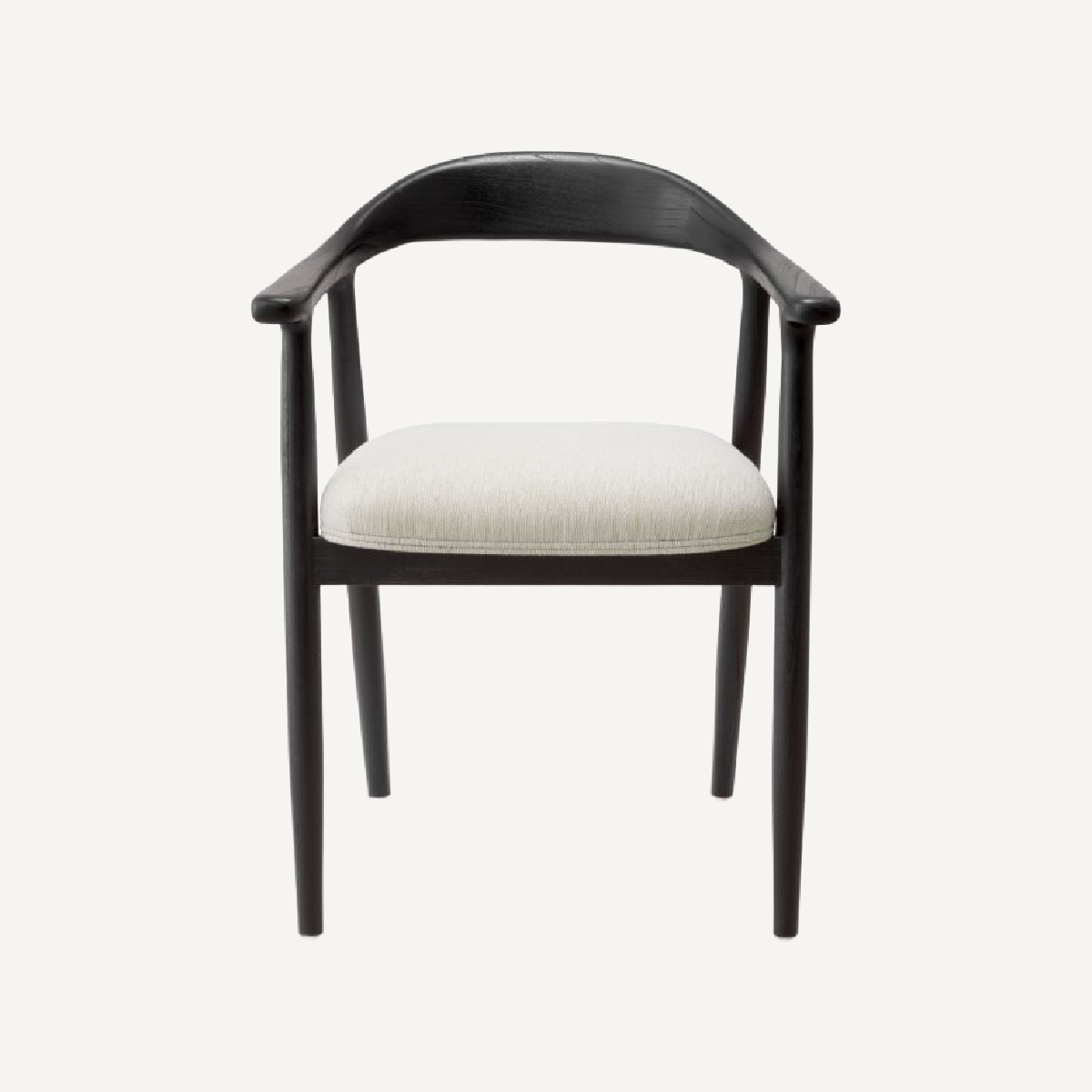 Chaise de salle à manger noire en tissu crème