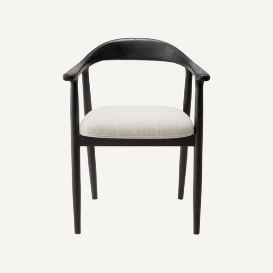 Chaise de salle à manger noire en tissu crème