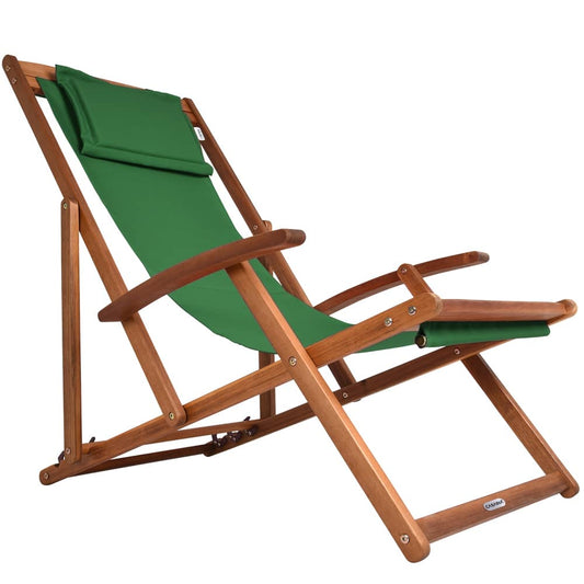 Transat pliable en bois d'acacia vert pour jardin