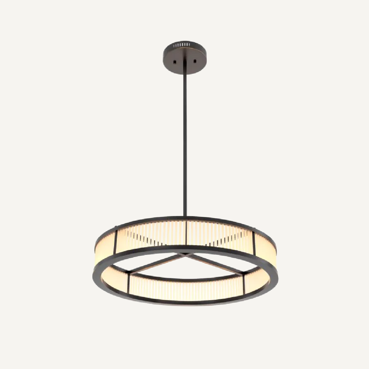Lustre en bronze et verre mat S