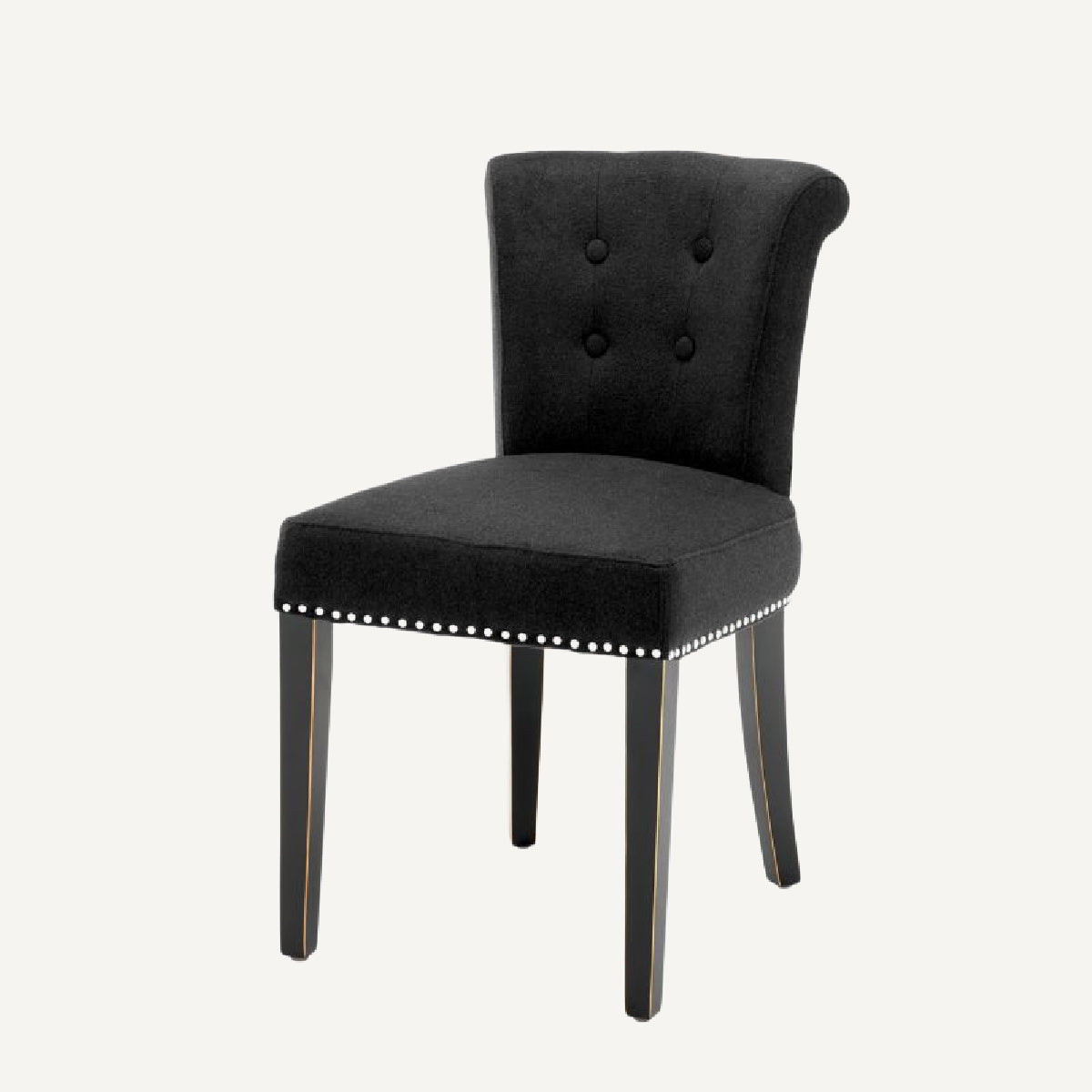 Chaise de salle à manger en cachemire noir Largo