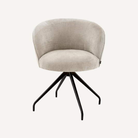 Chaise de salle à manger pivotante en tissu sable