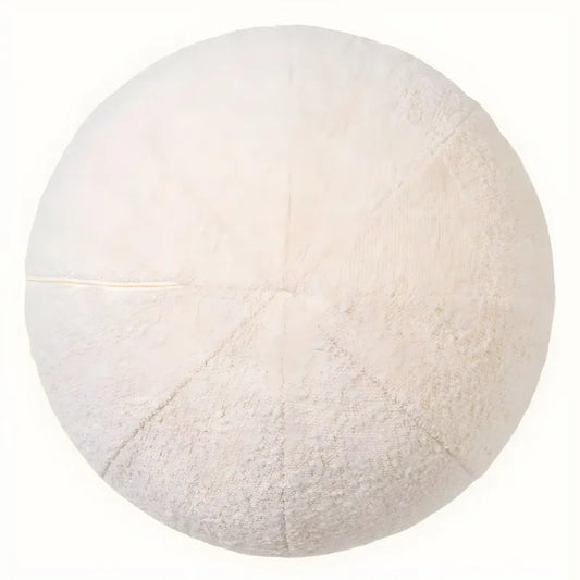 Coussin rond bouclé crème S