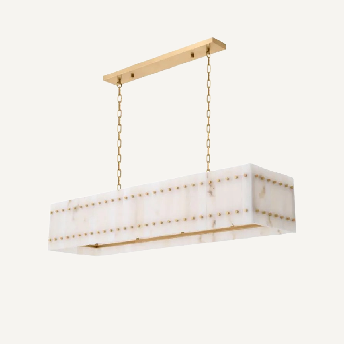 Lustre rectangulaire doré en albâtre